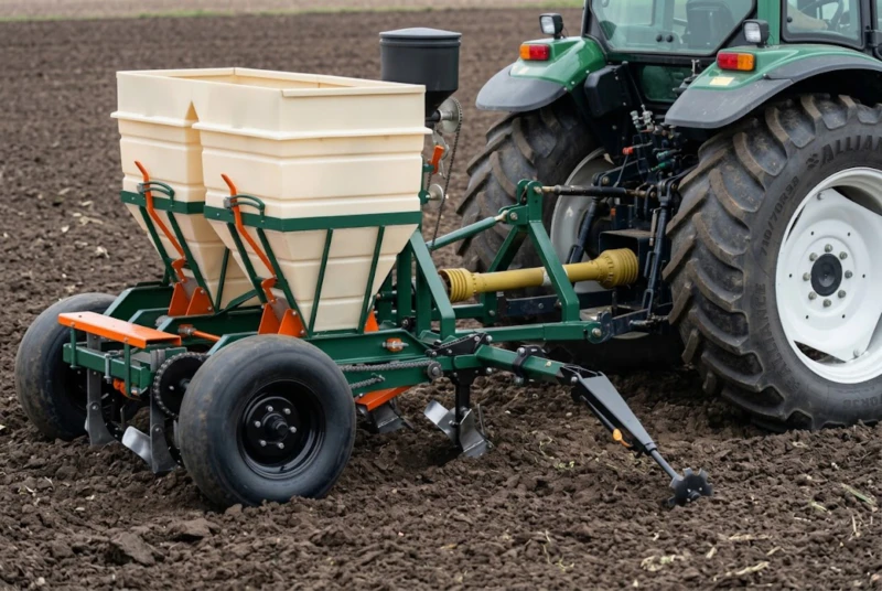 ADB-380 applying base fertilizer band during seedbed preparation – the first band of the dual-application strategy before planting