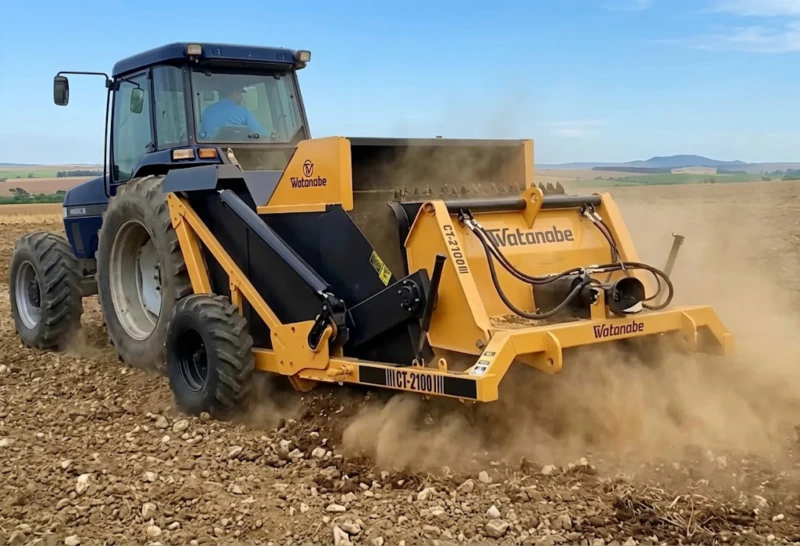 CT-2100 Rock Picker Application Scenarios: Agriculture, Construction, Landscaping & Forestry CT-2100 Rock Picker application scenarios – potato field stone removal, construction site preparation, sports turf deep clearing, and forestry land reclamation
