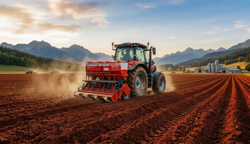 PSW-3200B Rotavator in operation – simultaneous stone burying and fertilizer application on large-scale agricultural field