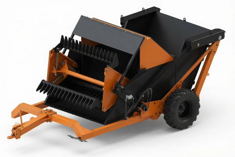 High-capacity agricultural rock picker equipment
