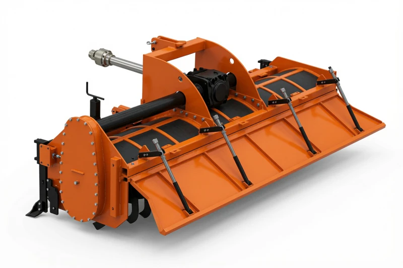 Heavy-duty agricultural rotavator for soil preparation