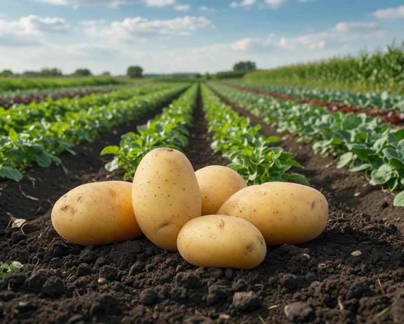 Thriving vegetable garden soil prepared by a tractor stone crusher and mechanical soil cleaning implements